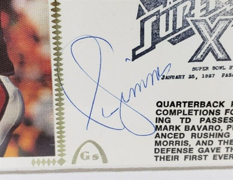Phil Simms Signed Cachet Envelope / 12x15 New York Giants Framed Display JSA COA
