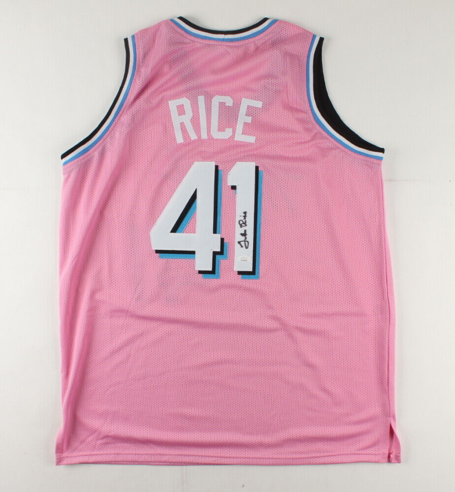 Glen Rice Signed Heat Pink Miami Vice Style Jersey (JSA COA) 3×NBA All-Star Frwd