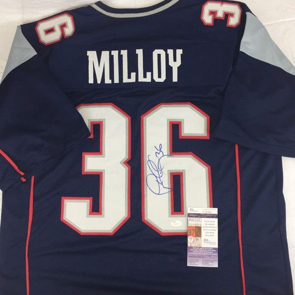 Lawyer Milloy Signed Patriots White Jersey (JSA) 4 Time Pro Bowl Stron –