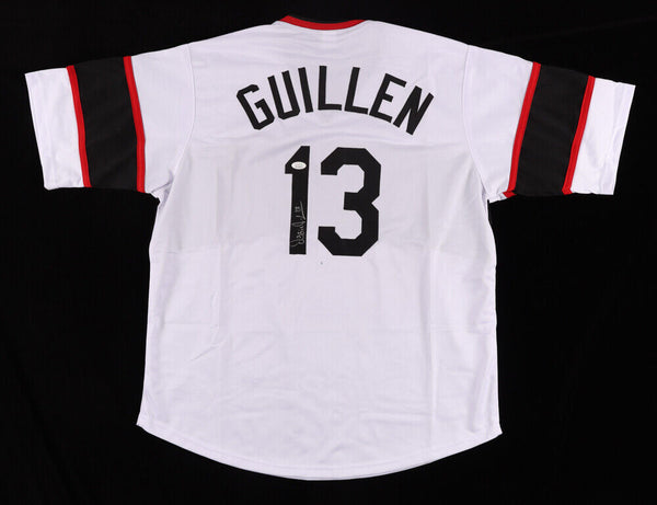 Ozzie Guillen Signed Chicago White Throwback Baseball Jersey (JSA) — RSA
