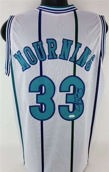 Alonzo Mourning Signed Charlotte Hornets Jersey (JSA COA) 7×NBA All-Star Center