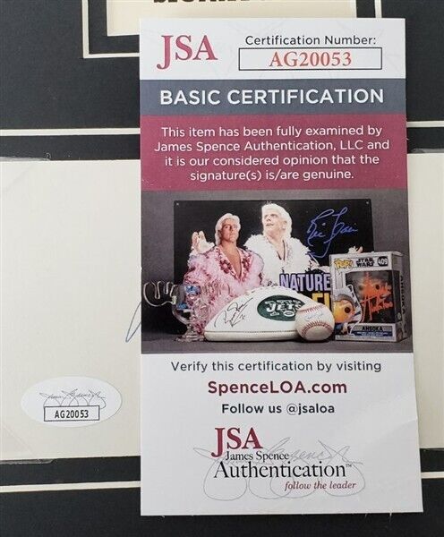 Joe Morgan Signed Index Card in 14x18 Matted Display Cincinnati Red 8x10 JSA COA