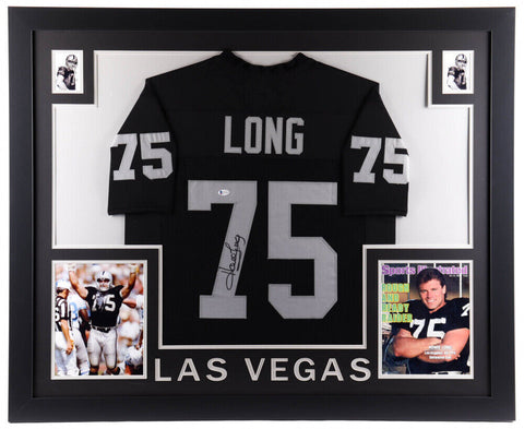 Howie Long Signed Oakland Raiders 35x43 Custom Framed Jersey (Beckett COA)