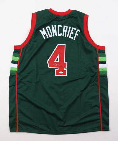 Sidney Moncrief Signed Milwaukee Bucks Jersey (JSA COA)5xAll Star Shooting guard