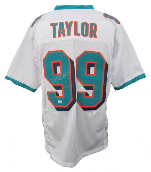 Autographed/Signed Jason Taylor Miami Teal Football Jersey JSA COA