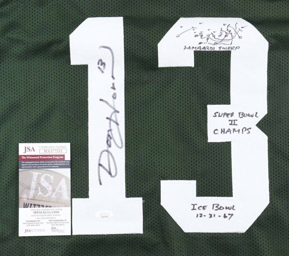 Don Horn Signed Green Bay Packers Jersey Career Stats & Hand-Drawn Sketch (JSA)