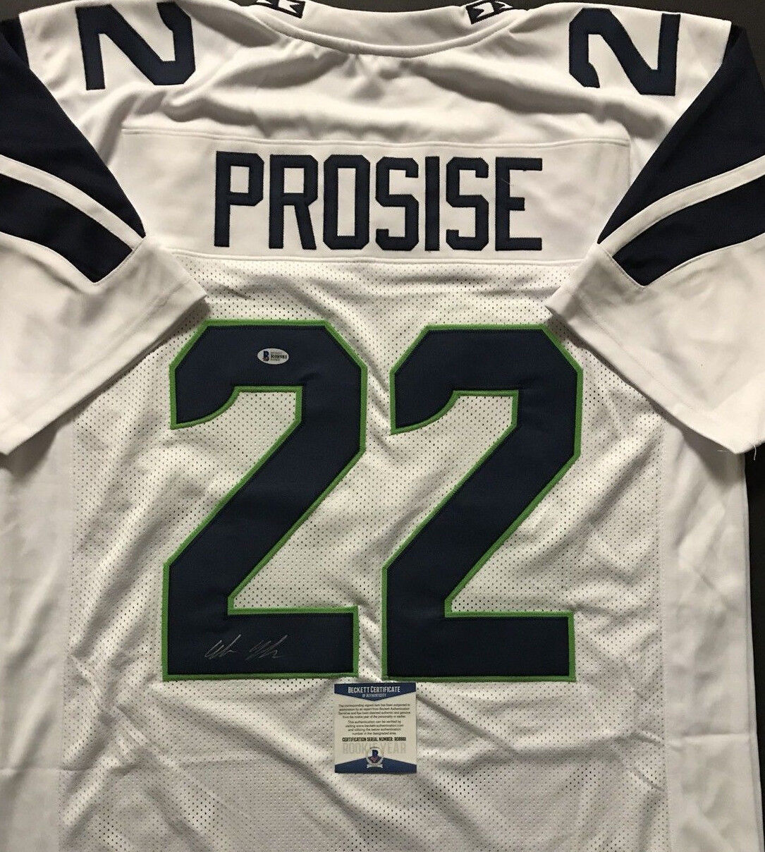 C.J. Prosise Signed Seahawks Jersey (Beckett) Seattle Running Back / Notre Dame