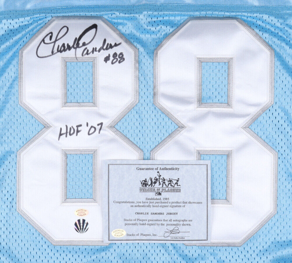 Charlie Sanders Signed Lions Jersey Inscribed "HOF 07" (Stacks of Plaques COA)