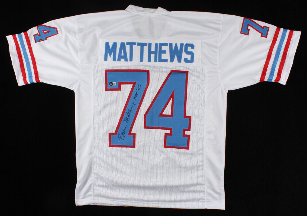 Bruce Matthews Signed Houston Oilers Jersey Inscribed "HOF '07" (Beckett Holo)