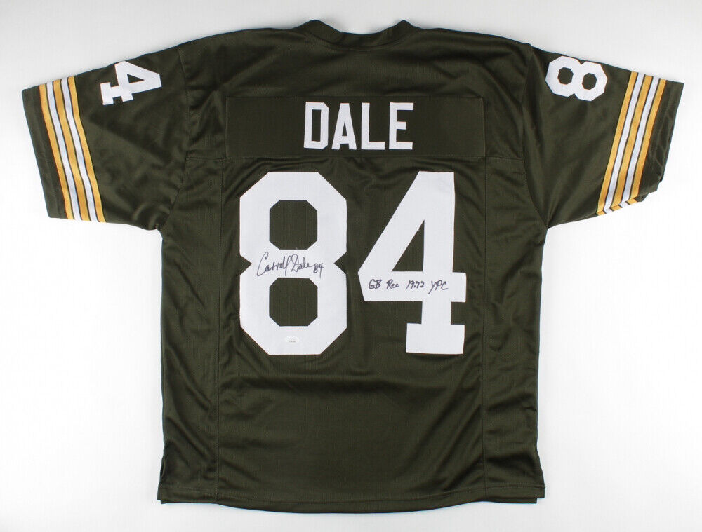 Carroll Dale Signed Green Bay Packer Jersey Inscribed "GB Rec 19.72 YPC" JSA COA