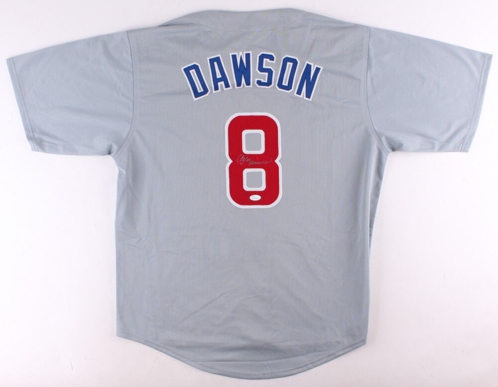 Andre Dawson Signed Chicago Cubs Gray Road Jersey (JSA COA)8xAll-Star Outfielder