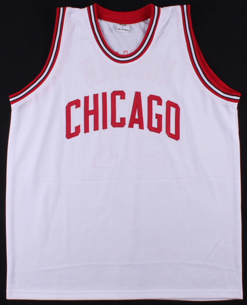 Dennis Rodman Signed Chicago Bulls White Jersey (Beckett COA) 5xNBA Champion
