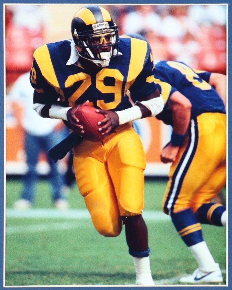Eric Dickerson Signed Rams 35"x 43" Framed Jersey Inscribed HOF 99 (Beckett) R.B