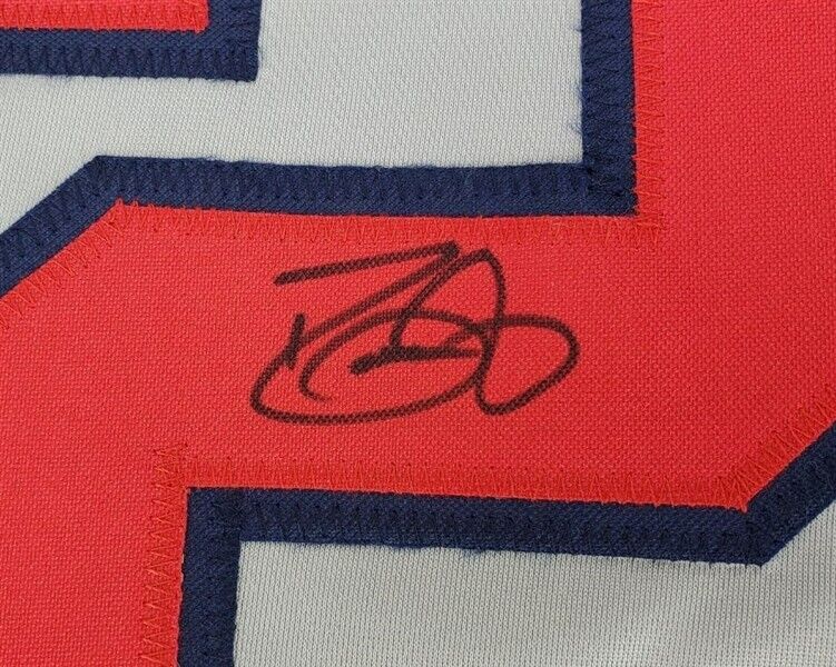 Dave Justice Signed Atlanta Braves Road Jersey (Beckett) 2xWorld Series Champ OF