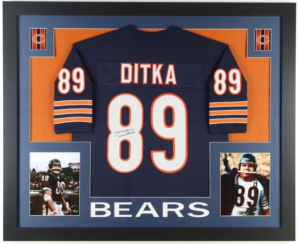 Mike Ditka Signed Chicago Bears 35x43 Framed Jersey (JSA) Super Bowl XX Coach