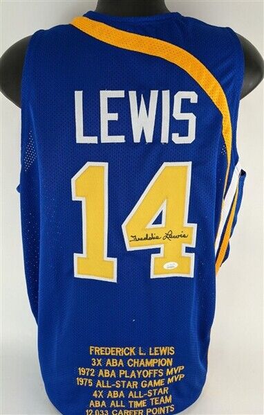 Freddie Lewis Signed Indiana Pacers Jersey (JSA COA) 3xABA Champion Point Guard