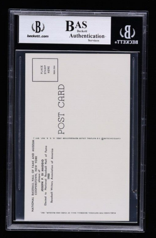 Joe Dimaggio Signed Hall of Fame Postcard (Beckett Encapsulated) Yankees HOFer