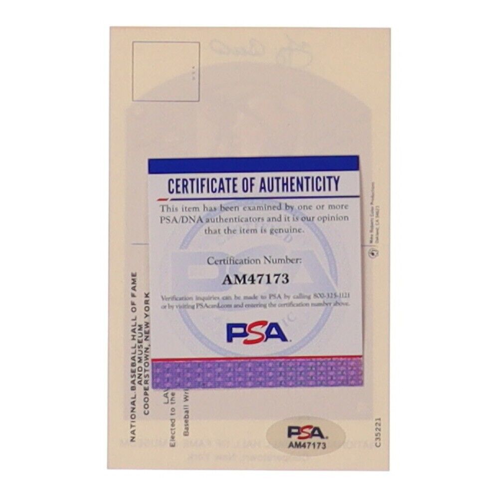 Yogi Berra Signed HOF Postcard (PSA COA) New York Yankees 18xAll Star Catcher