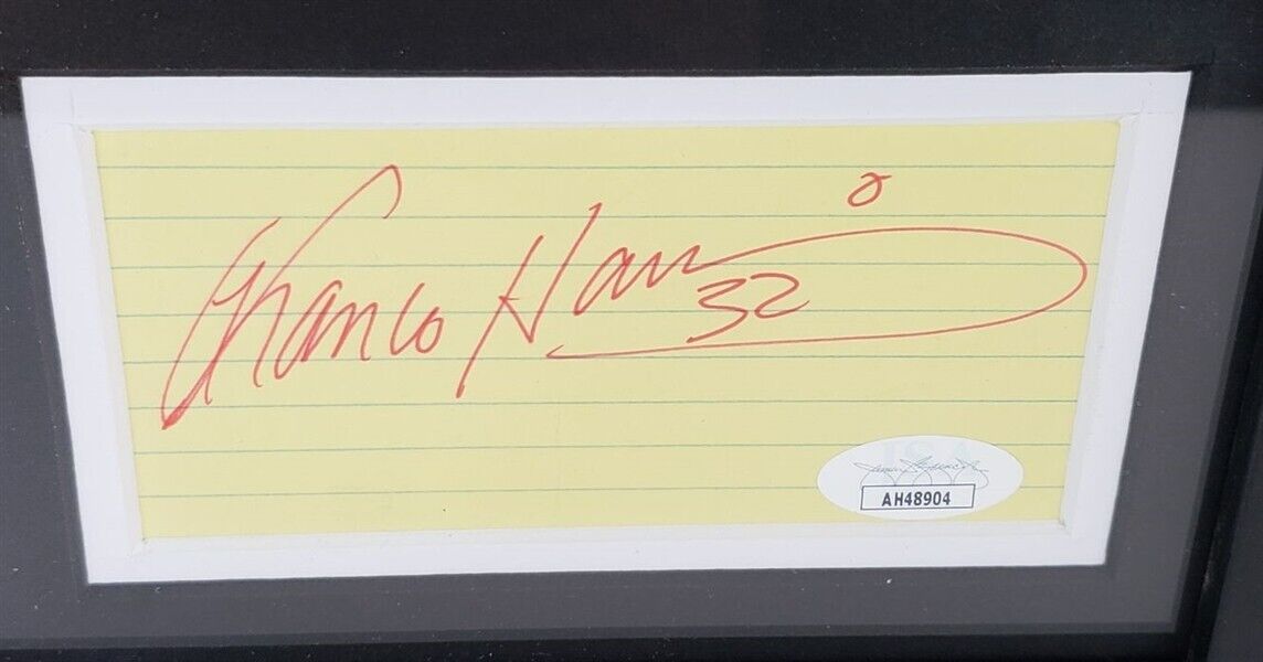 Franco Harris (d. 2022) Signed Index Card 12x15 Pittsburgh Steelers Frame (JSA)