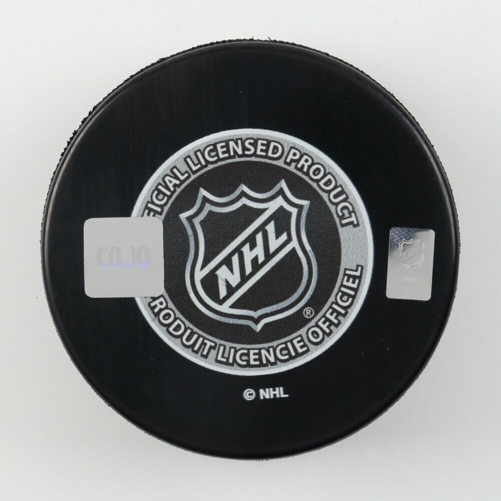 Mike Keane Signed 1995-96 Stanley Cup Champions Avalanche Logo Hockey Puck /COJO