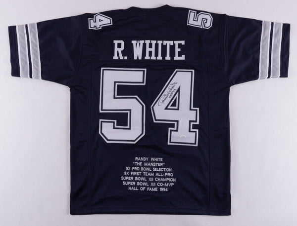 Autographed/Signed Randy White HOF 94 Dallas Blue Football Jersey JSA COA