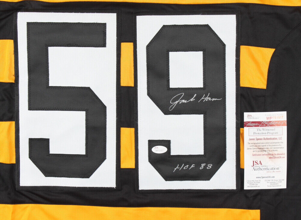 Jack Ham Signed Pittsburgh Steelers Bumble Bee Jersey Inscrd "HOF 88" (JSA COA)