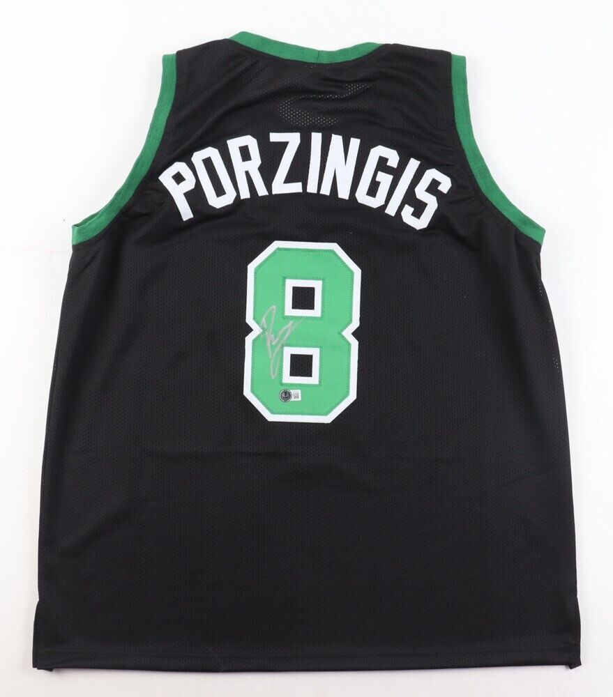 Kristaps Porzingis Signed Boston Celtics Jersey (Beckett) 2014 Top 4 NBA Pick