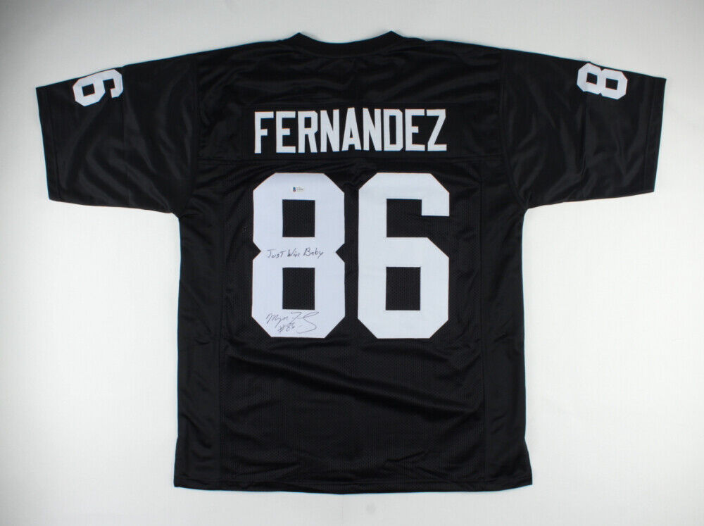 Mervyn Fernandez Signed Raiders Jersey Inscribed "Just Win Baby" (Beckett COA)