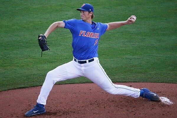 A J Puk Signed University of Florida Gators Mini Batting Helmet (JSA COA) Marlin