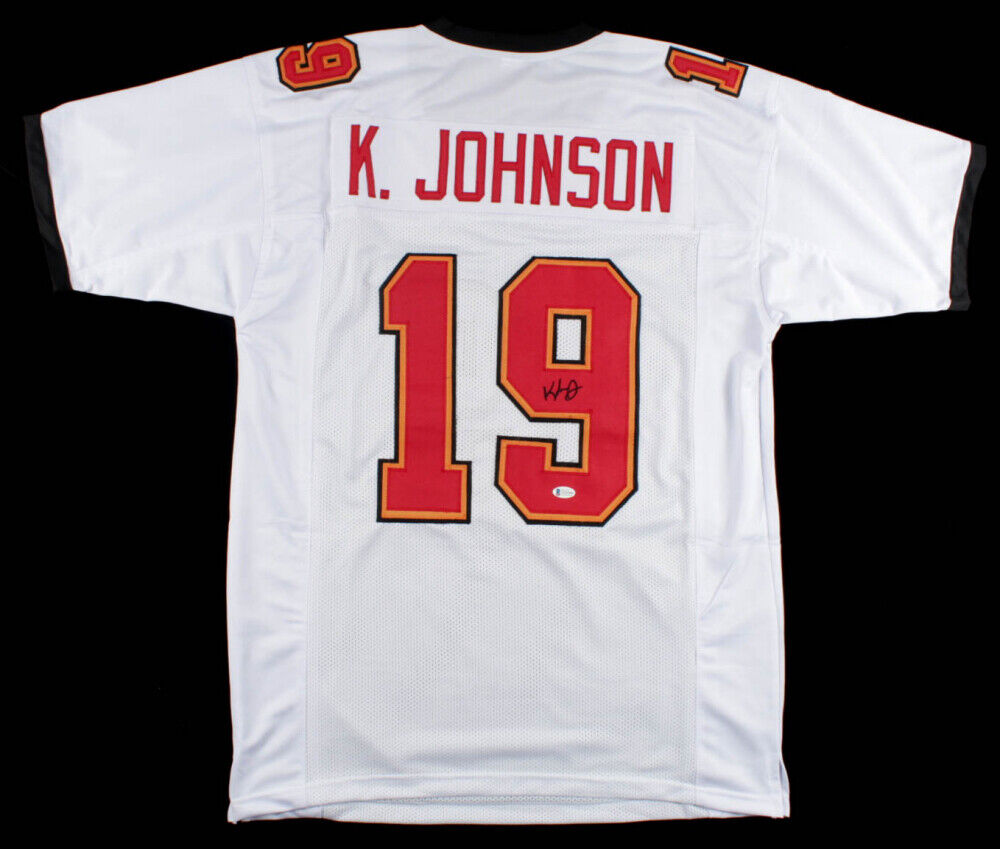 Keyshawn Johnson Signed Tampa Bay Buccaneers Jersey (Beckett COA) 3×Pro Bowl WR