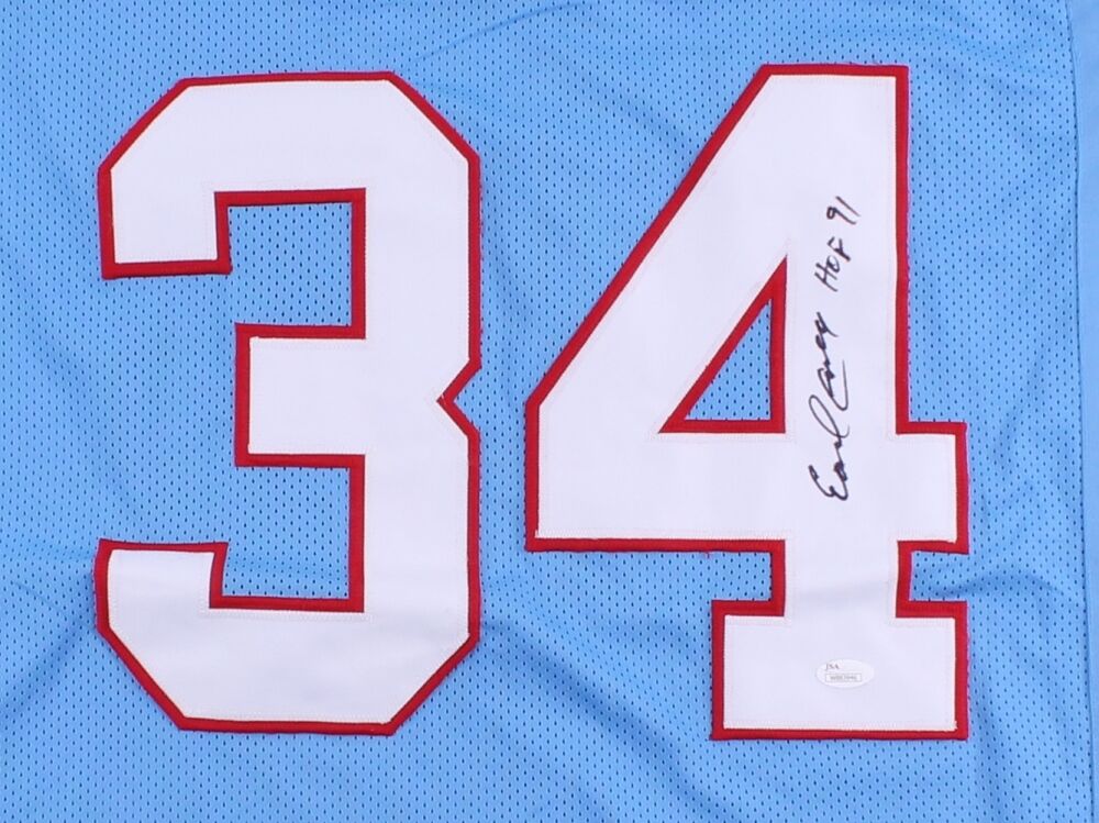 Earl Campbell Signed Houston Oilers Jersey Inscribed "HOF 91" (JSA Hologram) R.B