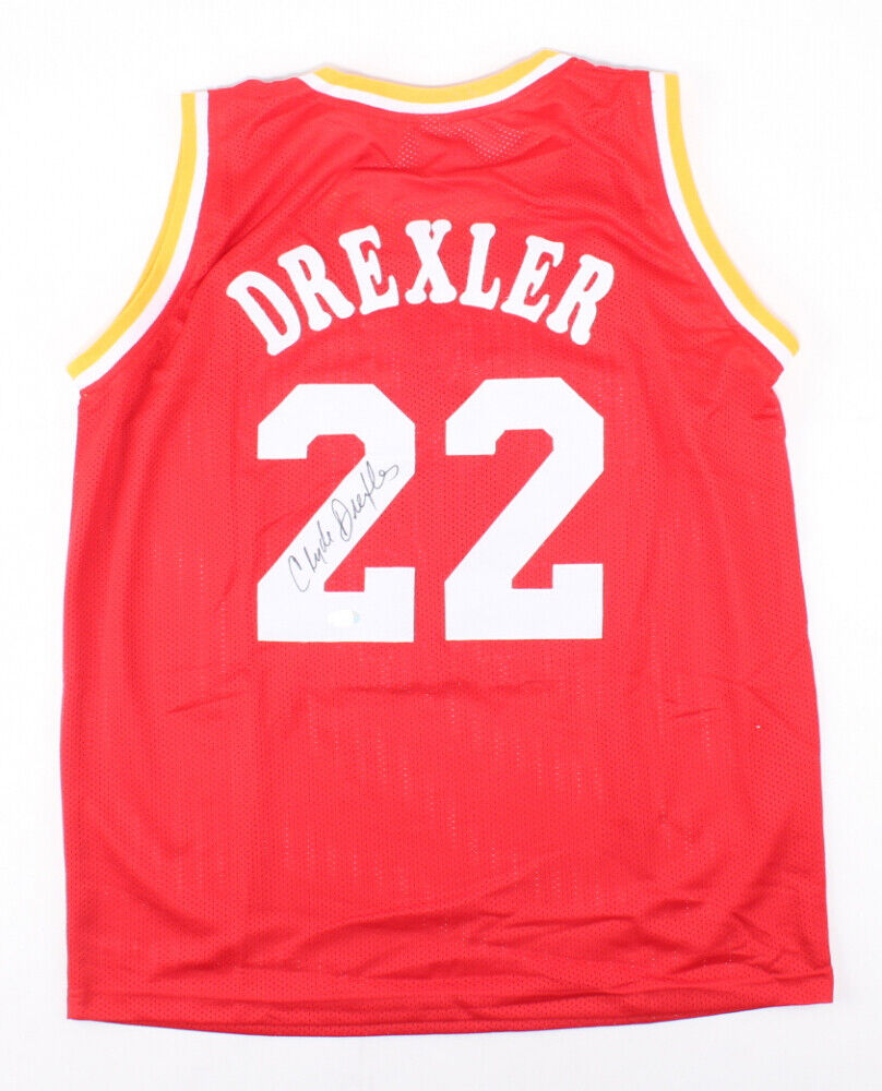 Clyde (The Glide) Drexler Signed Houston Rockets Throwback Jersey (PSA/DNA COA)