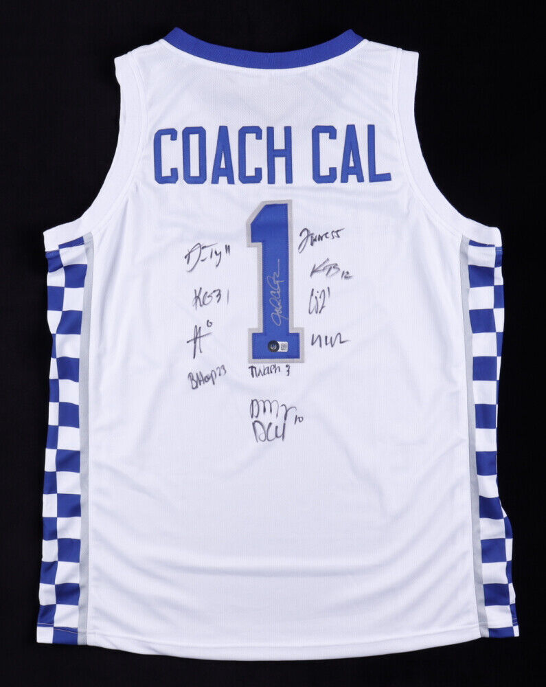 2021 Kentucky Wildcats Team Signed John Caliparii White Jersey (Beckett) 12 Sigs