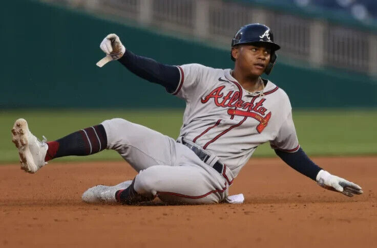 Cristian Pache Signed Atlanta Brave Jersey (Beckett COA) 2021 World Series Champ