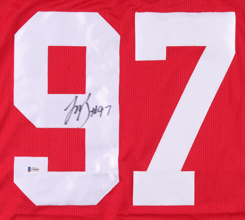 Joey Bosa Signed Ohio State Buckeyes Red Jersey (Beckett) NFL Defensive ROY 2016