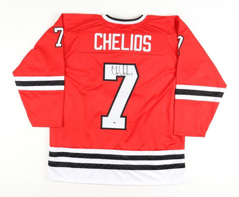 Chris Chelios Signed Chicago Blackhawks Jersey (OKAuthentics) Hall of Fame Def