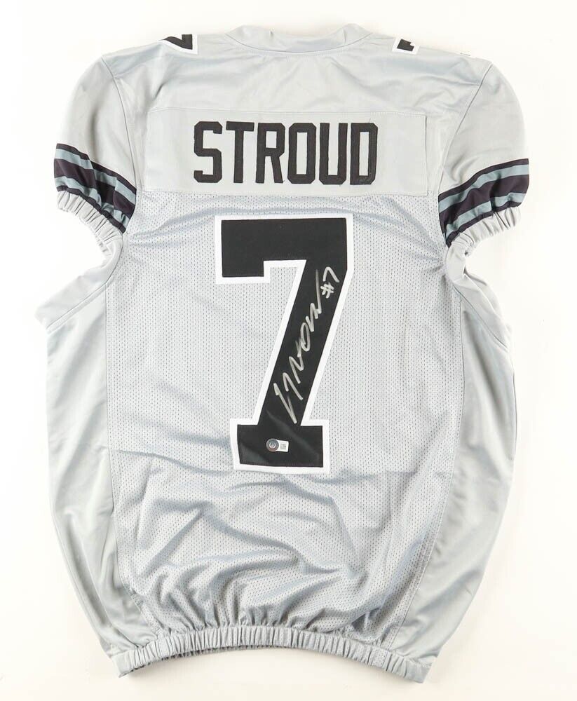C. J. Stroud Signed Ohio State Buckeyes White Jersey (Beckett) 2021 Rose Bowl QB