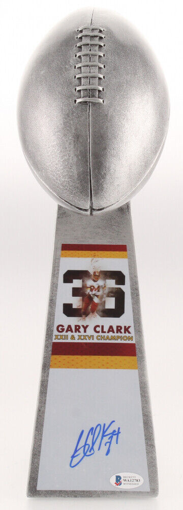 Gary Clark Washington Redskins Signed Replica 15 Inch Lombardi Trophy (COA)