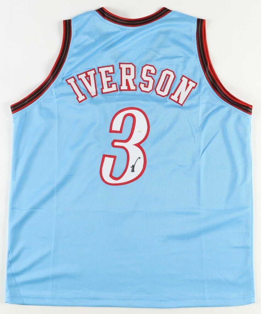 Allen Iverson Signed Philadelphia 76ers Powder Jersey (JSA COA)#1 Pk 1996 Draft