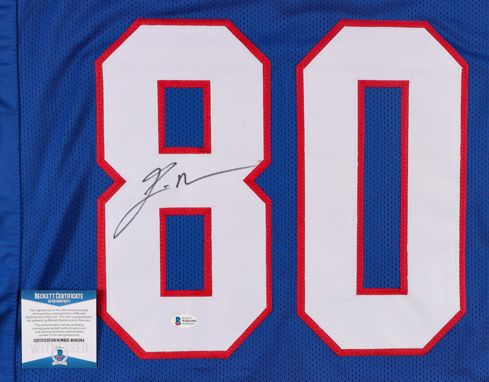 Eric Moulds Signed Bills Jersey (Beckett COA) Buffalo's All Pro W.R. (1996–2005)