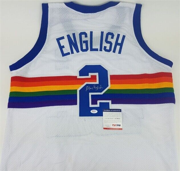 Alex English Signed Denver Nuggets Jersey (PSA COA) 8xNBA All-Star (1982–1989)