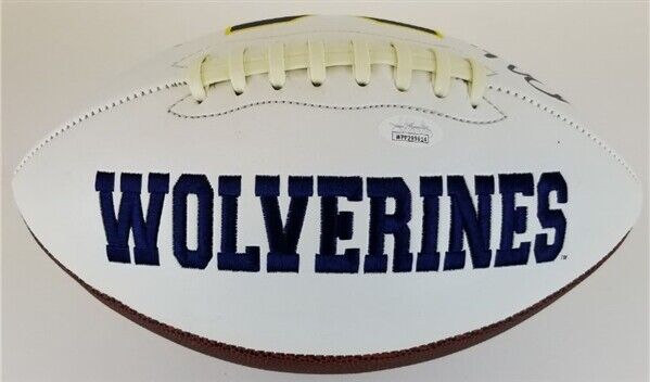 Rashan Gary "Hail to the Victors" Signed Michigan Wolverines Logo Football (JSA)