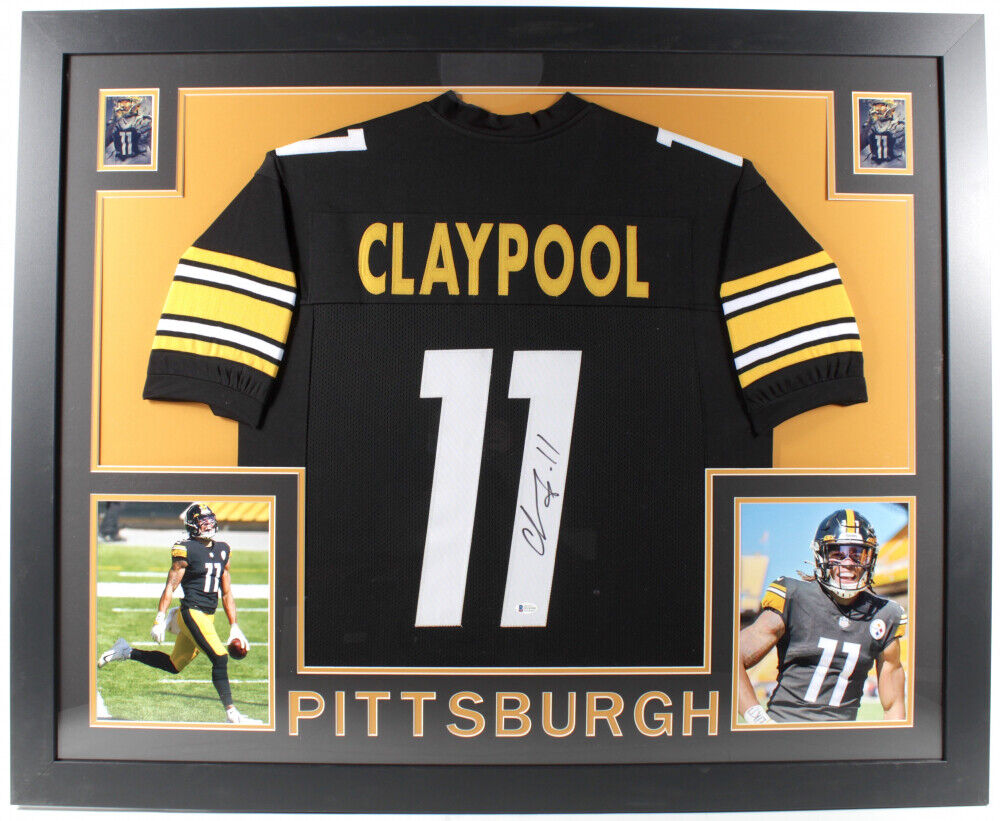 Chase Claypool Signed Steelers 35x43 Framed Jersey (Beckett COA) Notre Dame W,R,