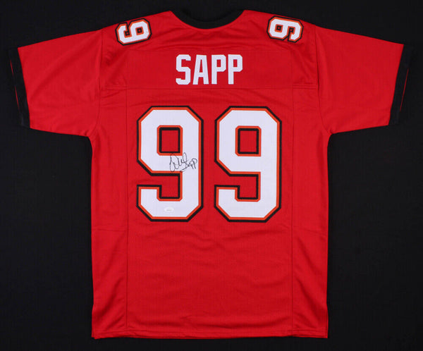 Warren Sapp Autographed and Framed Red Buccaneers Pro Style Jersey