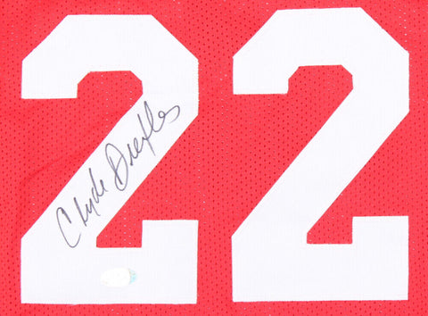 Clyde (The Glide) Drexler Signed Houston Rockets Throwback Jersey (PSA/DNA COA)