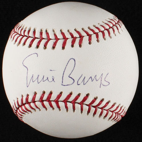 Ernie Banks Signed OML Baseball (MLB Hologram) 500 Home Run Club Member HOF 1977