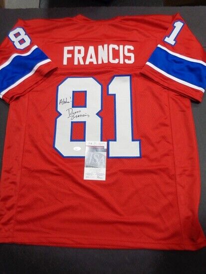 Russ Francis Signed New England Patriots Jersey (JSA COA) 3XPro Bowl Tight End