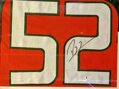 Ray Lewis Signed Miami Hurricanes 35"x 43" Framed Jersey (Beckett COA) Ravens LB