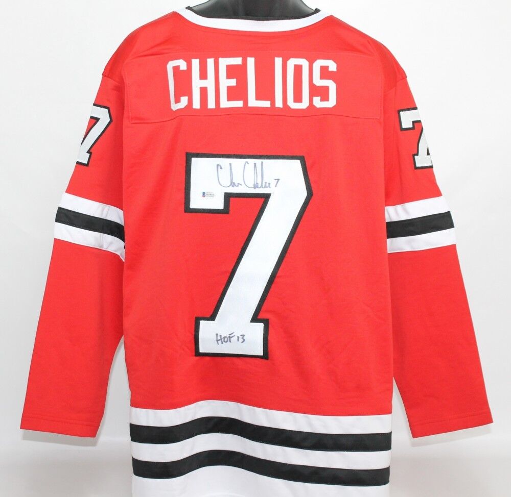 Chris Chelios Signed Chicago Blackhawks Jersey Inscribed "HOF 13" (Beckett COA)