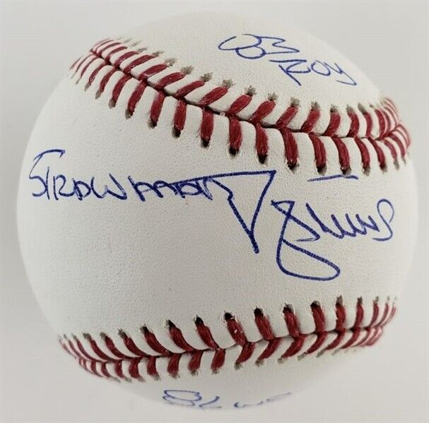 Darryl Strawberry New York Mets 2xInscribed & Signed OML Baseball (JSA COA)